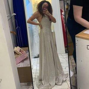 Platinum shimmer a-line prom /gala gown